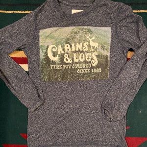 Boys Long Sleeve cabin and moose shirt